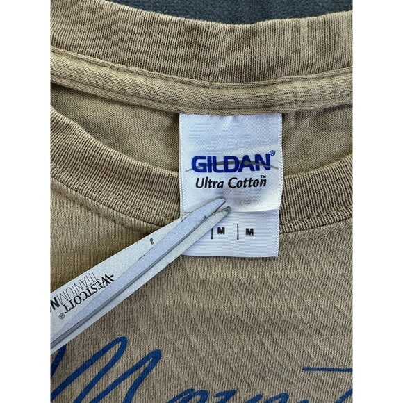 Mount Shasta Sisson Museum TShirt Trout California Men's Medium Tan Fishing Tee - Picture 5 of 8